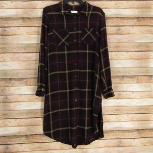Maurices Plaid Side-Slit Button-Front Dress L